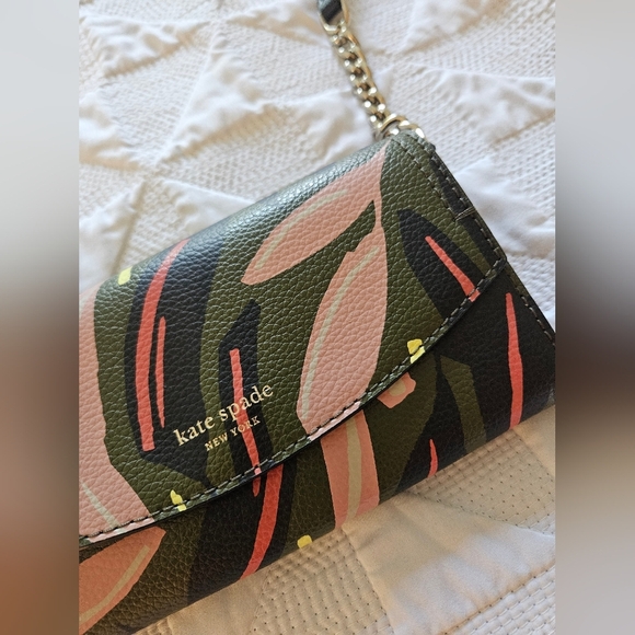 Kate Spade Eva Modern Feather Wallet On A Chain - Chain Strap Is Removable - Picture 2 of 7